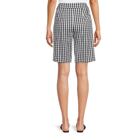 Time and Tru Womens Black Gingham Checked Casual Pull On Bermuda Shorts Size XL - Picture 2 of 6